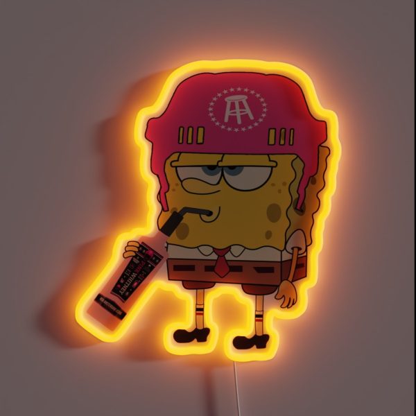 Spongebob Drinking Pink Whitney RGB Neon Sign