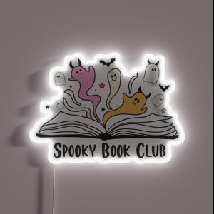 Spooky Book Club Ghost Cute Ghosts Reading Book Spooky Book Lovers Gift Ideas RGB Neon Sign