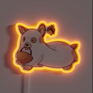Spooky Ghost Corgi With Bee RGB Neon Sign