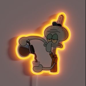 Squidward And His Coffee RGB Neon Sign