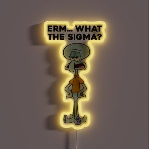 Squidward Erm What The Sigma Meme Viral Social Media Brain Rot Sigma Male Humor RGB Neon Sign
