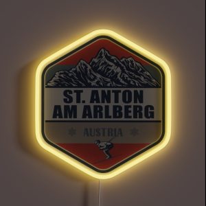St Anton Am Arlberg Austria Vintage Skiing Design RGB Neon Sign St Anton Am Arlberg Austria Vintage Skiing Design RGB Neon Sign