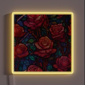 Stained Glass Rose Pattern RGB Neon Sign