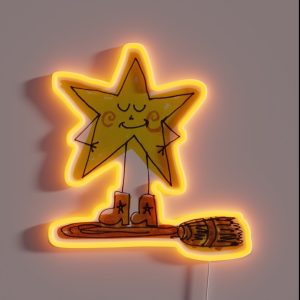 Star Guy On Broom RGB Neon Sign