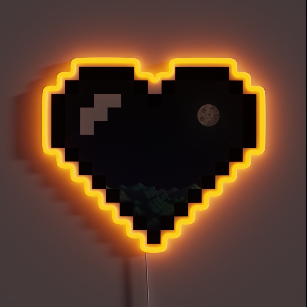 Stardew Valley Night Sky Pixel Heart RGB Neon Sign Stardew Valley Night Sky Pixel Heart RGB Neon Sign