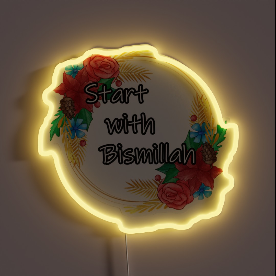 Start With Bismillah Islamic Mug RGB Neon Sign Start With Bismillah Islamic Mug RGB Neon Sign