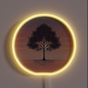 Stay Grounded Minimalist Tree Art With Pastel Sunset Background RGB Neon Sign Stay Grounded Minimalist Tree Art With Pastel Sunset Background RGB Neon Sign