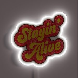Stayin Alive Vintage 1970s Retro RGB Neon Sign Stayin Alive Vintage 1970s Retro RGB Neon Sign