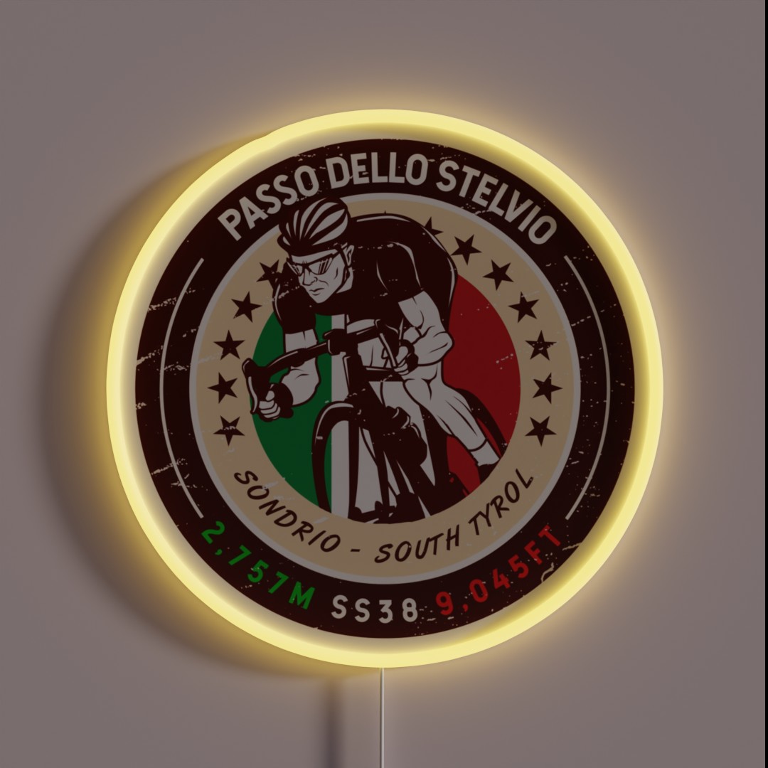 Stelvio Pass Passo Dello Stelvio Cycling RGB Neon Sign Stelvio Pass Passo Dello Stelvio Cycling RGB Neon Sign