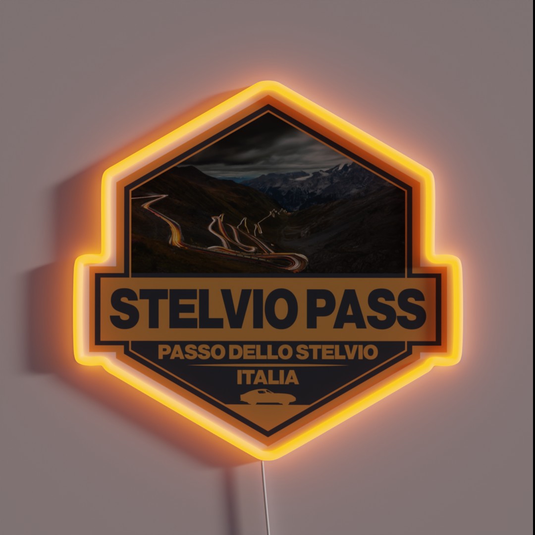 Stelvio Pass Passo Dello Stelvio Travel Art RGB Neon Sign Stelvio Pass Passo Dello Stelvio Travel Art RGB Neon Sign