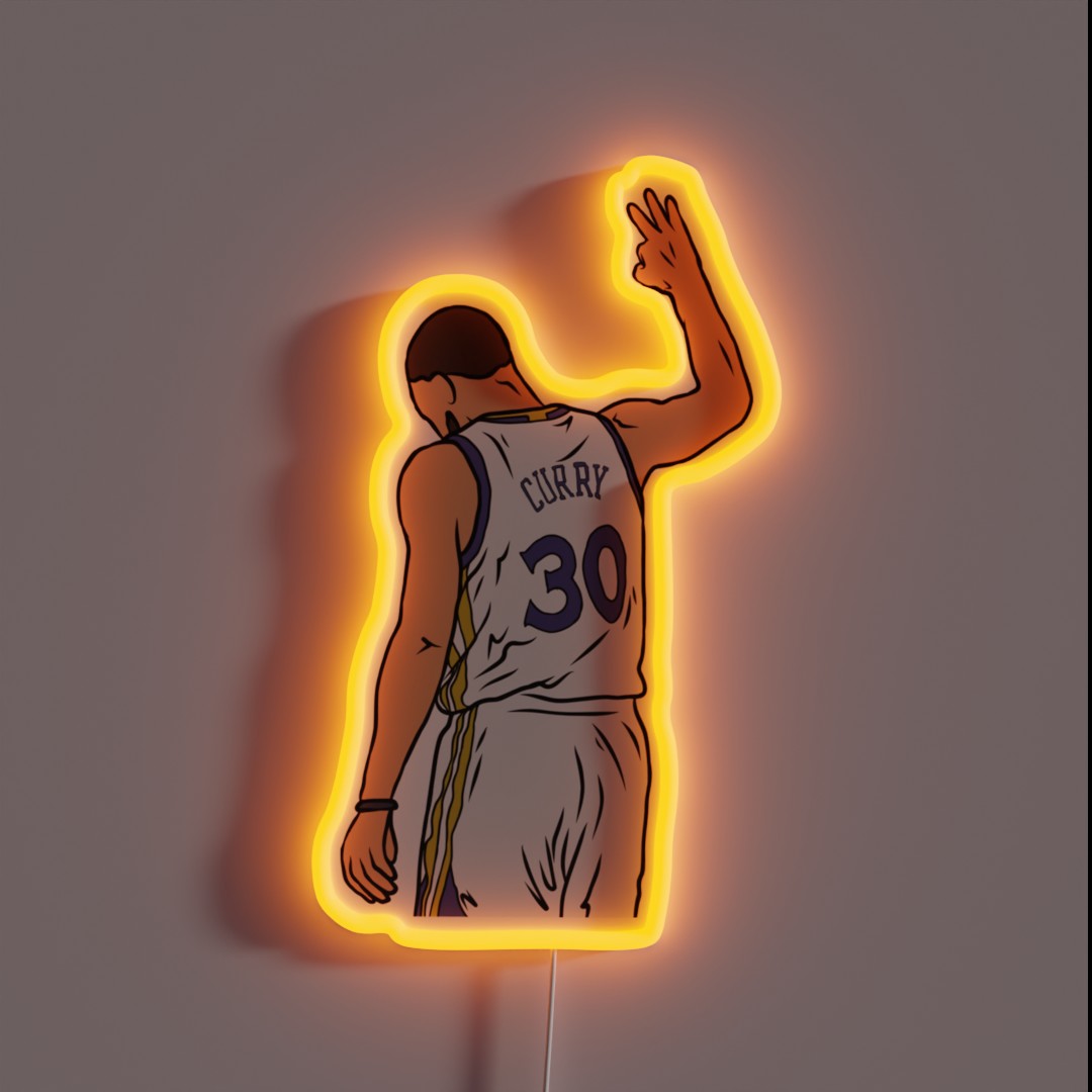 Steph 3 Point Celebration RGB Neon Sign Steph 3 Point Celebration RGB Neon Sign