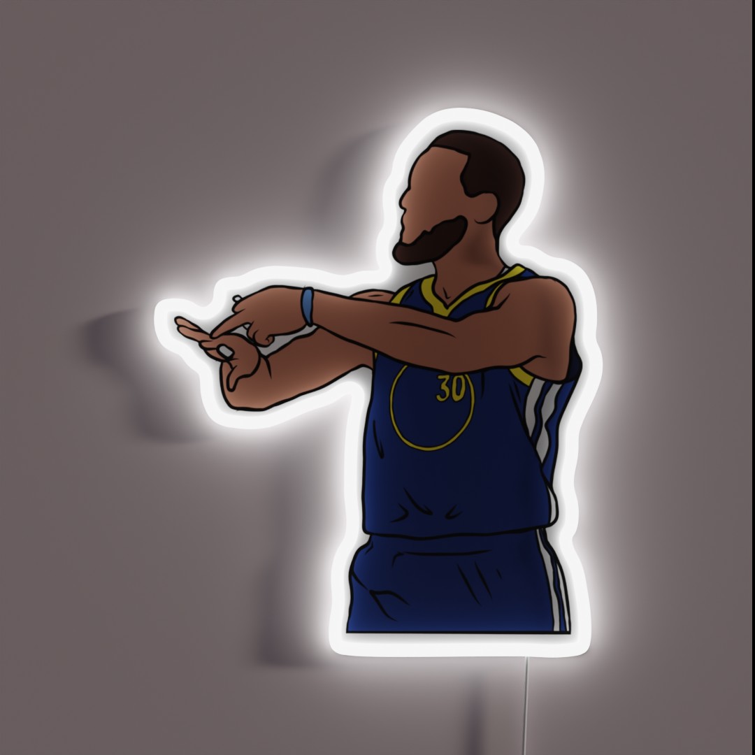 Steph Curry 4 Rings Celebration RGB Neon Sign Steph Curry 4 Rings Celebration RGB Neon Sign