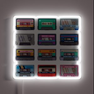 Stereo Music Cassette Tapes RGB Neon Sign