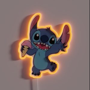 Stictch Lilo And Stitch Holding Ice Cream RGB Neon Sign