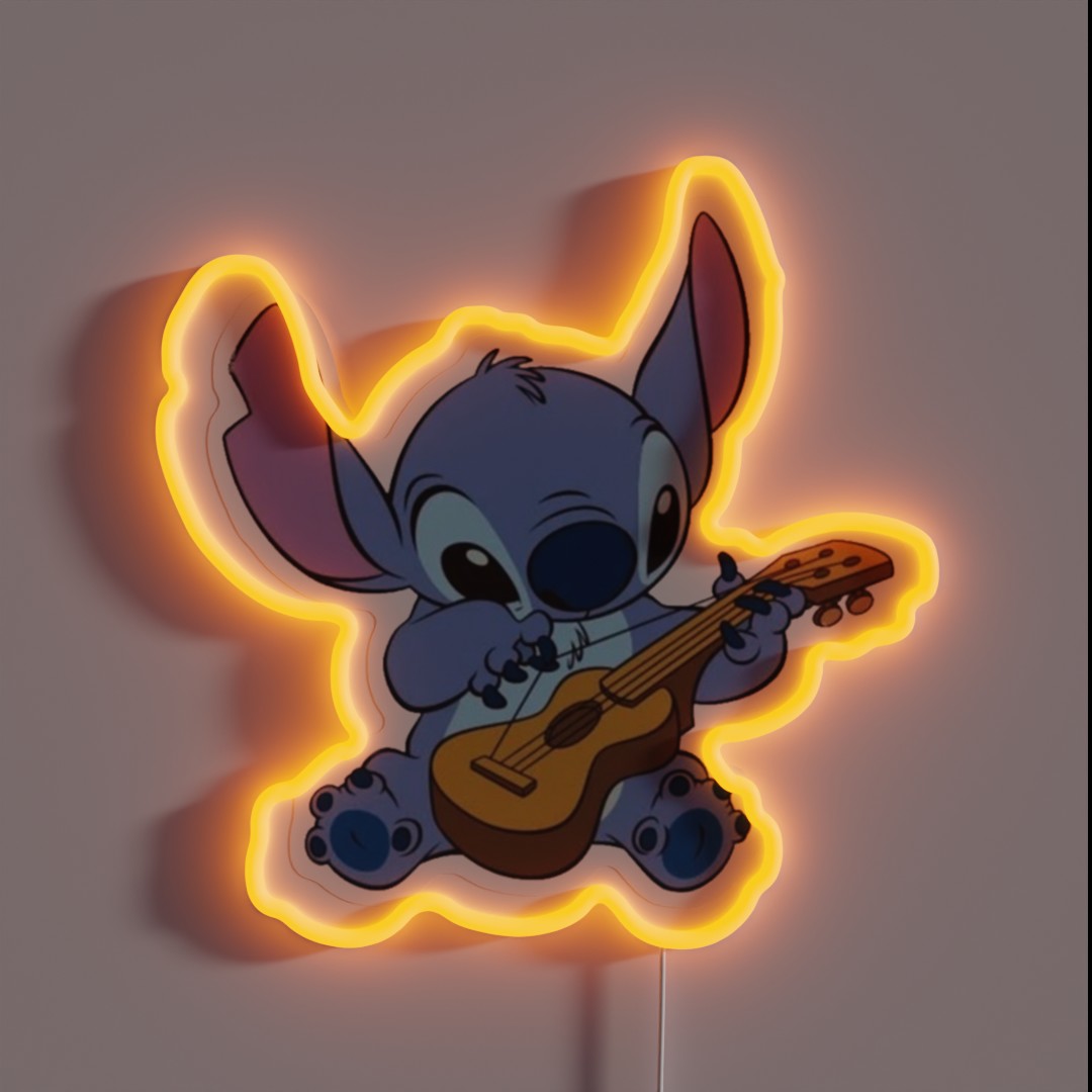 Stitch Playing Ukulele RGB Neon Sign Stitch Playing Ukulele RGB Neon Sign