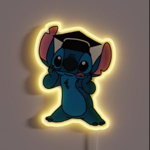 Stitch Wearing Grad Cap RGB Neon Sign