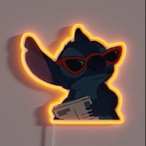 Stitch With Glasses RGB Neon Sign