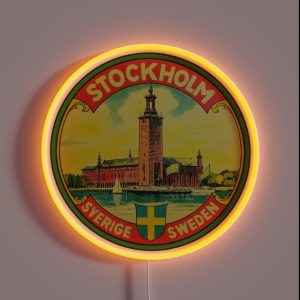 Stockholm Sweden Vintage Travel Decal RGB Neon Sign