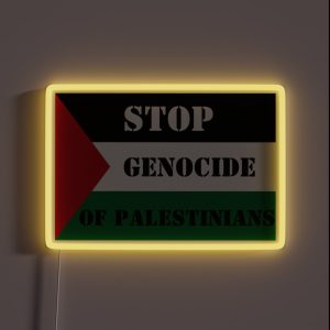 Stop Genocide Of Palestinians Free Palestine With Flag RGB Neon Sign