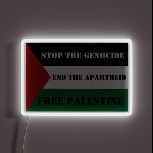 Stop The Genocide End The Apartheid Free Palestine With Flag RGB Neon Sign