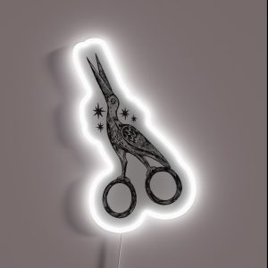 Stork Scissors RGB Neon Sign