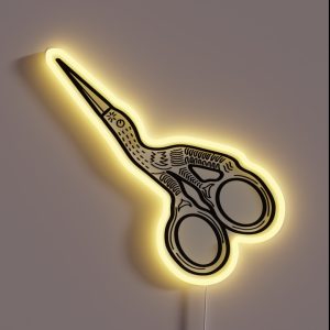 Stork Scissors RGB Neon Sign