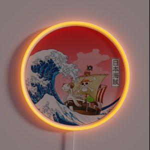 Straw Hat Pirates Monkey D Luffy The Great Wave Off Kanagawa RGB Neon Sign Straw Hat Pirates Monkey D Luffy The Great Wave Off Kanagawa RGB Neon Sign