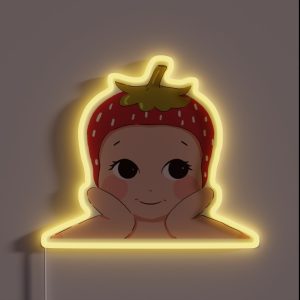 Strawberry Cherub Strawberry Angel Trinket RGB Neon Sign