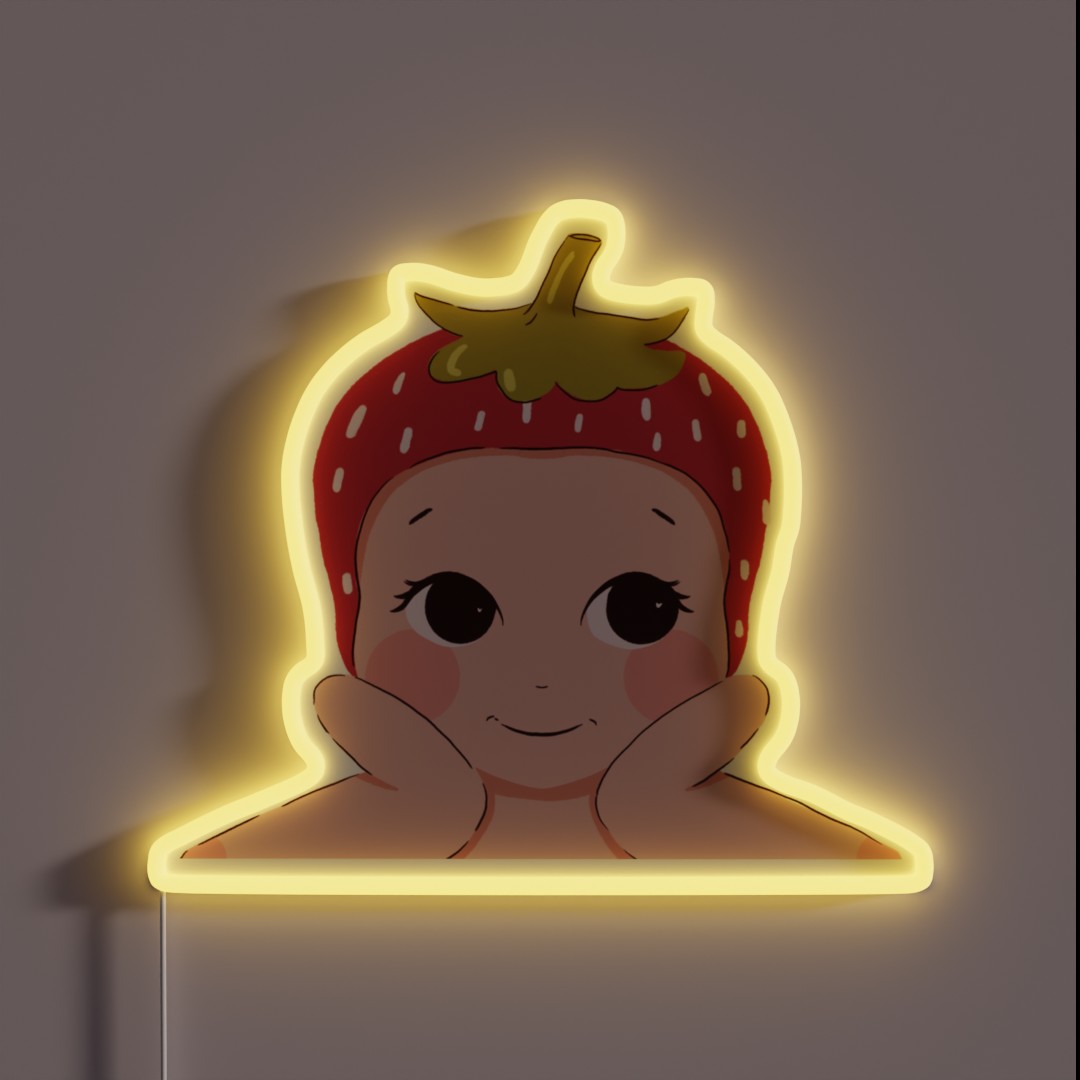 Strawberry Cherub Strawberry Angel Trinket RGB Neon Sign Strawberry Cherub Strawberry Angel Trinket RGB Neon Sign