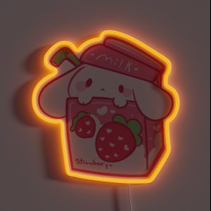 Strawberry Milk Bunny RGB Neon Sign