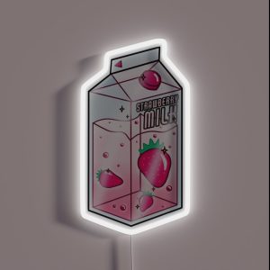 Strawberry Milk Carton Kawaii RGB Neon Sign