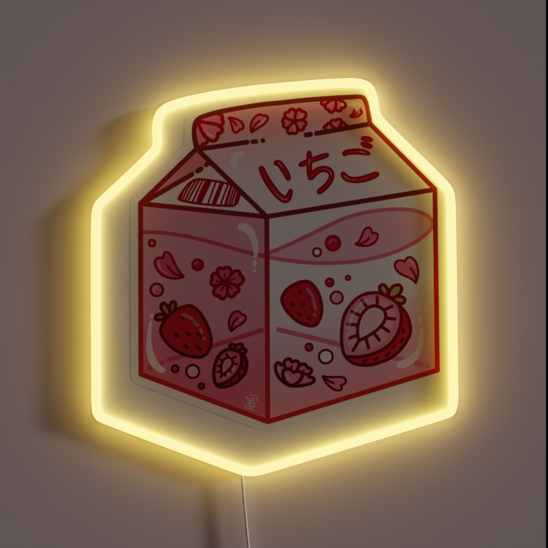 Strawberry Milk Carton RGB Neon Sign Strawberry Milk Carton RGB Neon Sign