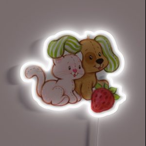 Strawberry Shortcake Cat And Dog RGB Neon Sign