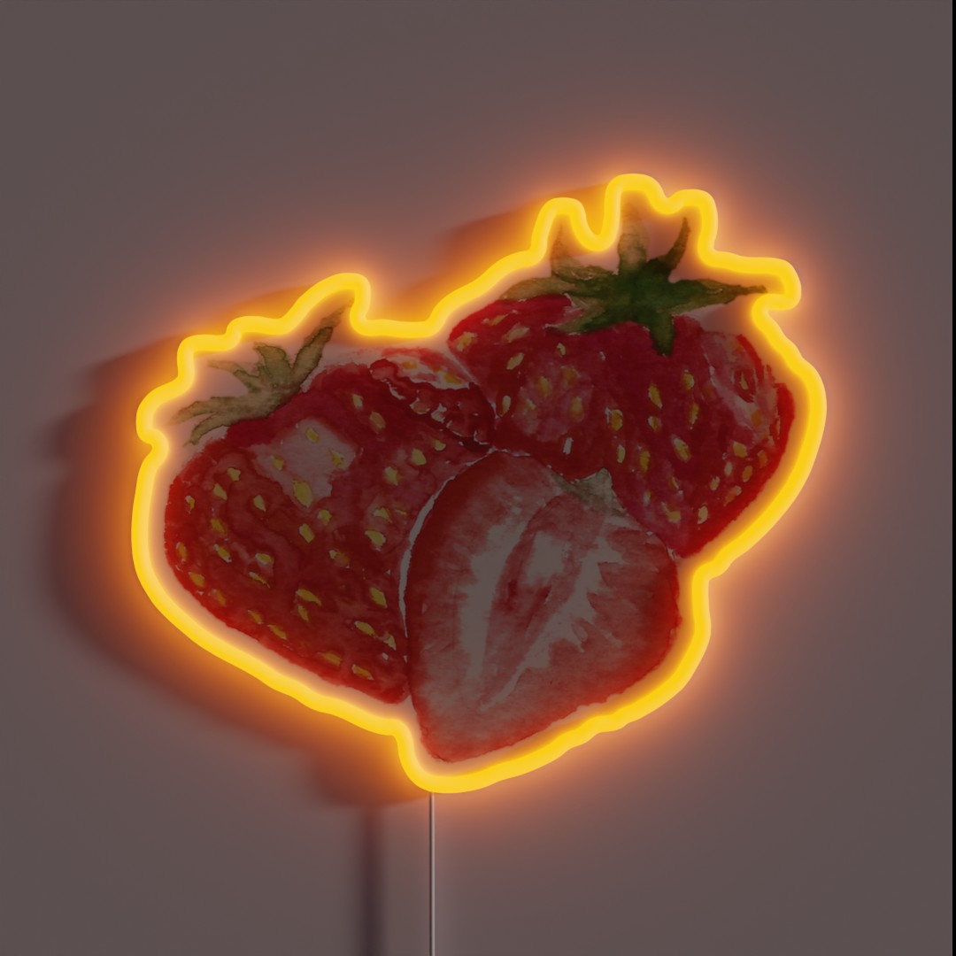 Strawberry Watercolor Painting RGB Neon Sign Strawberry Watercolor Painting RGB Neon Sign