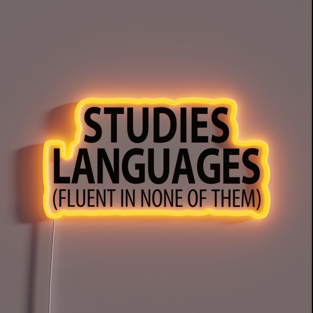 Studies Languages Fluent In None Of Them RGB Neon Sign Studies Languages Fluent In None Of Them RGB Neon Sign