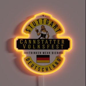 STUTTGART Cannstatter Volksfest Oktoberfest Deutschland Germany Trinken Mehr Bier Beer RGB Neon Sign