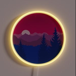 Subtle Bisexual Pride Flag Mountainscape RGB Neon Sign