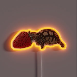 Sulcata Tortoise Vs Strawberry RGB Neon Sign