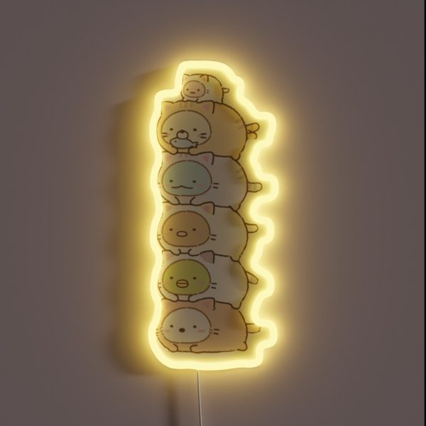 Sumikko Gurashi Characters Stacked RGB Neon Sign