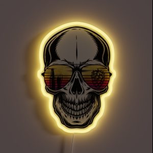 Summer Skull Retro Sunset Sunglasses RGB Neon Sign