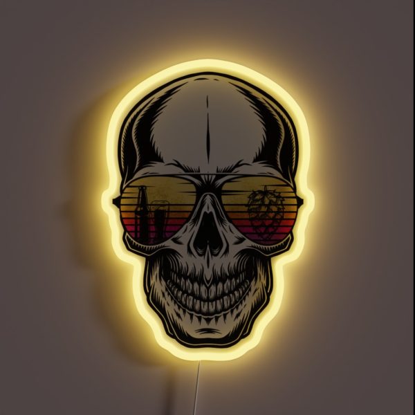 Summer Skull Retro Sunset Sunglasses RGB Neon Sign