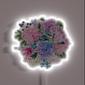 Summer Watercolor Vintage Blooming Hydrangea And Garden Flowers RGB Neon Sign Summer Watercolor Vintage Blooming Hydrangea And Garden Flowers RGB Neon Sign