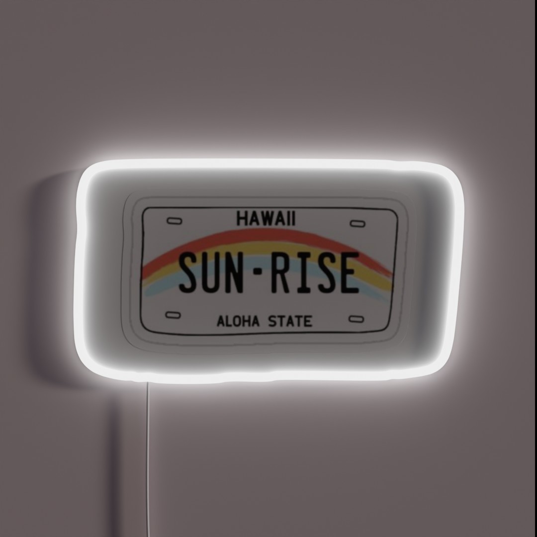 Sun Rise Hawaii License Plate RGB Neon Sign Sun Rise Hawaii License Plate RGB Neon Sign
