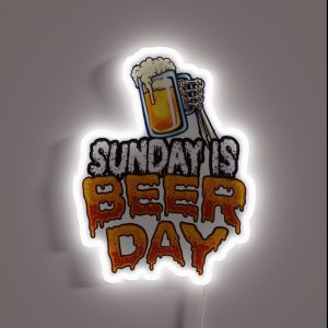 Sunday Is Beer Day Skeleton Hand Holding Brew Beerteesandmore RGB Neon Sign