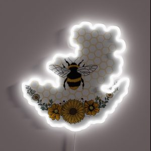 Sunflower Bee Honey Comb Yellow RGB Neon Sign