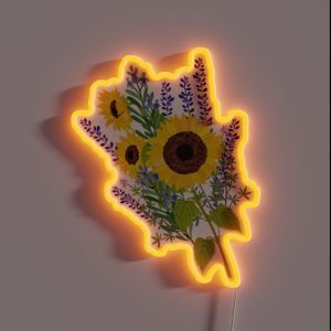 Sunflowers And Lavender Bouquet RGB Neon Sign