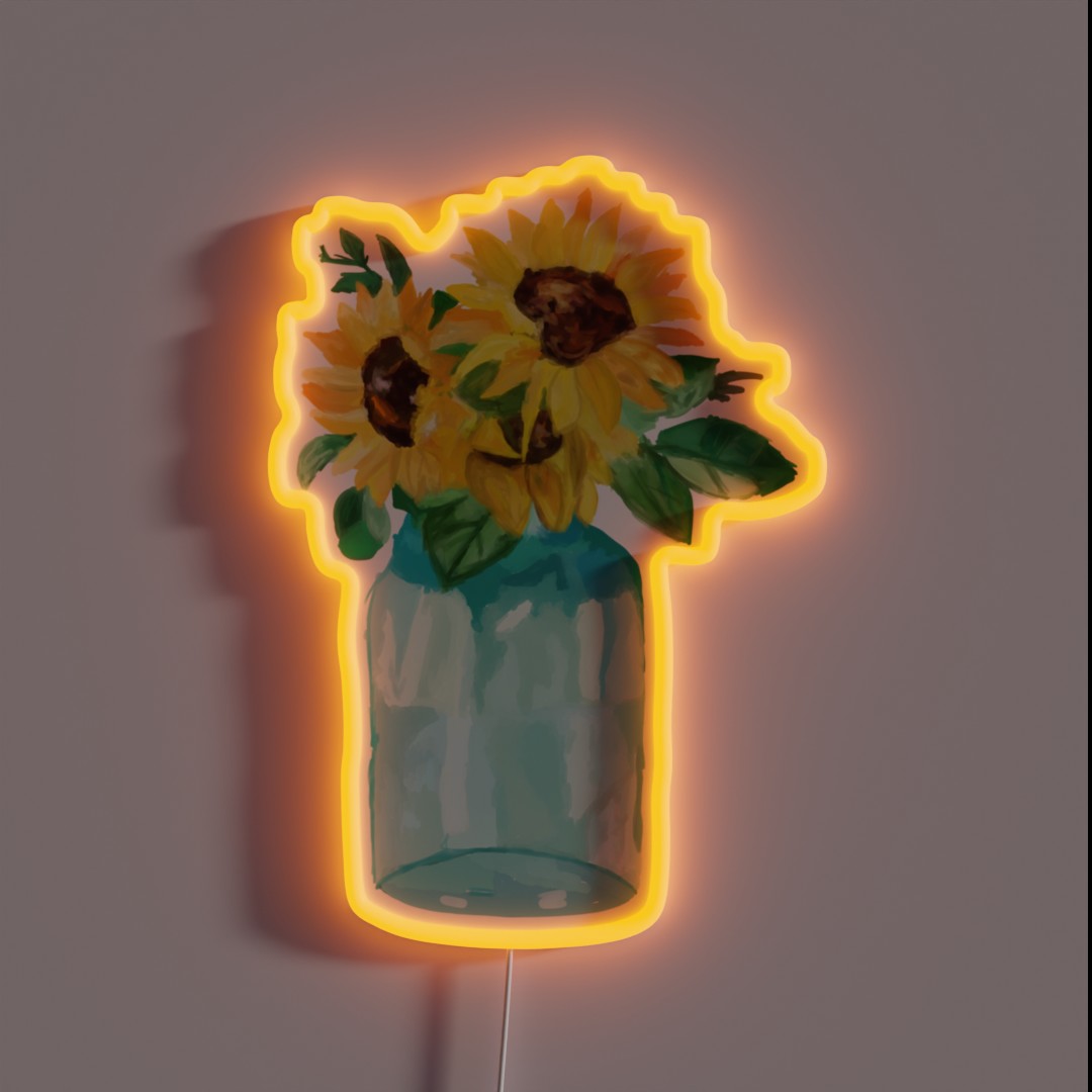 Sunflowers In A Jar 1 RGB Neon Sign Sunflowers In A Jar 1 RGB Neon Sign