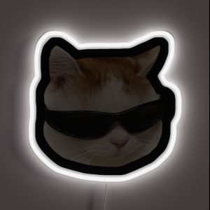 Sunglasses Cat Meme 4 Black Outline RGB Neon Sign
