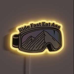 Sunset Mountain Ski Goggles Ride Fast Eat Ass RGB Neon Sign