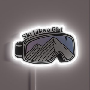 Sunset Mountain Ski Goggles Ski Like A Girl RGB Neon Sign